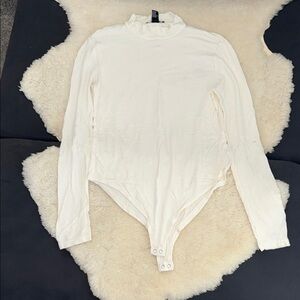 White Ribbed Bodysuit